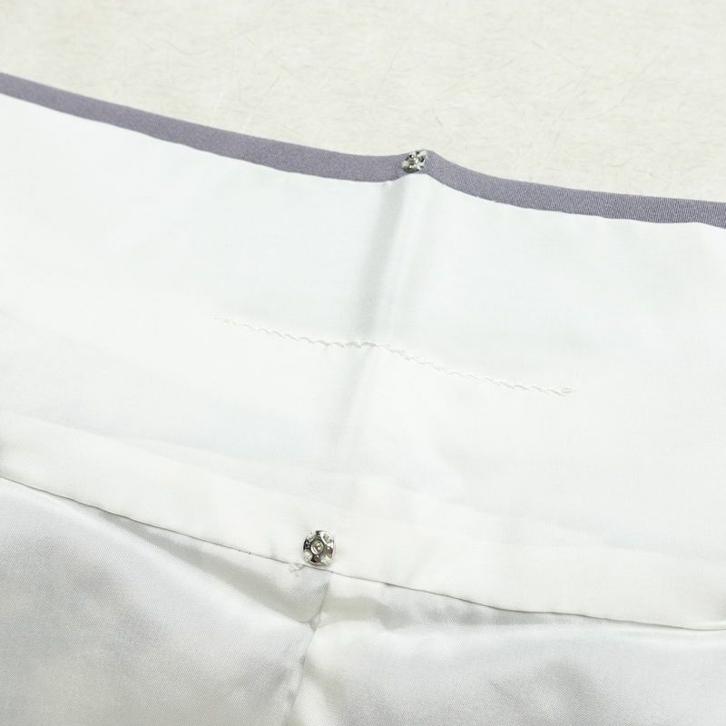 訪問着 良品 しつけ糸付き 正絹 木の葉・植物柄 袷仕立て 身丈165.5cm 裄丈66.5cm 共八掛 金彩 フォーマル 着物 紫・藤色_画像21