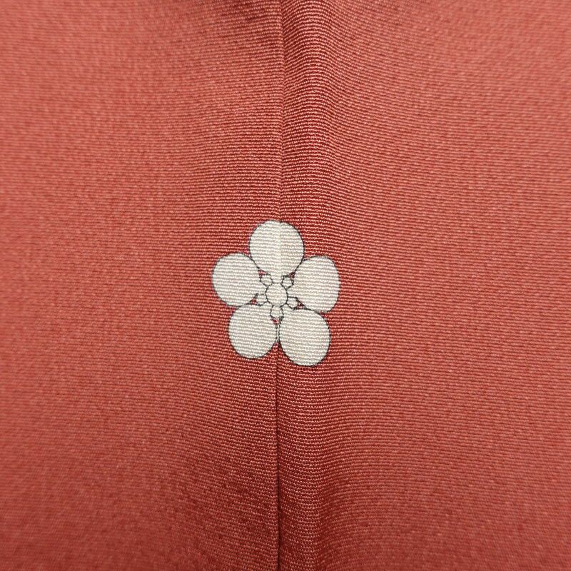 色無地 良品 落款入り 縮緬 一つ紋付き 正絹 無地 袷仕立て 身丈166cm 裄丈67.5cm 一部しつけ糸付き ピンク_画像13