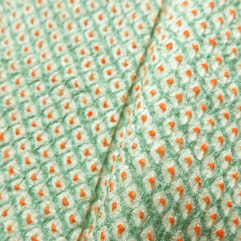 小紋 絞り 総絞り 正絹 古典柄 袷仕立て 身丈155.5cm 裄丈66.5cm 着物 緑・うぐいす色_画像8