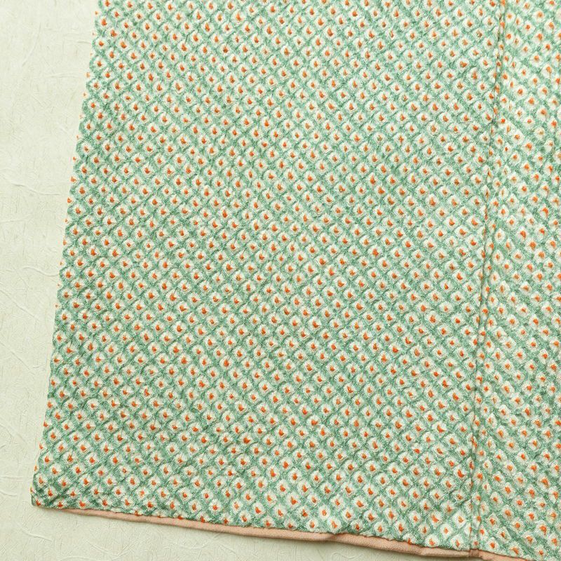 小紋 絞り 総絞り 正絹 古典柄 袷仕立て 身丈155.5cm 裄丈66.5cm 着物 緑・うぐいす色_画像10
