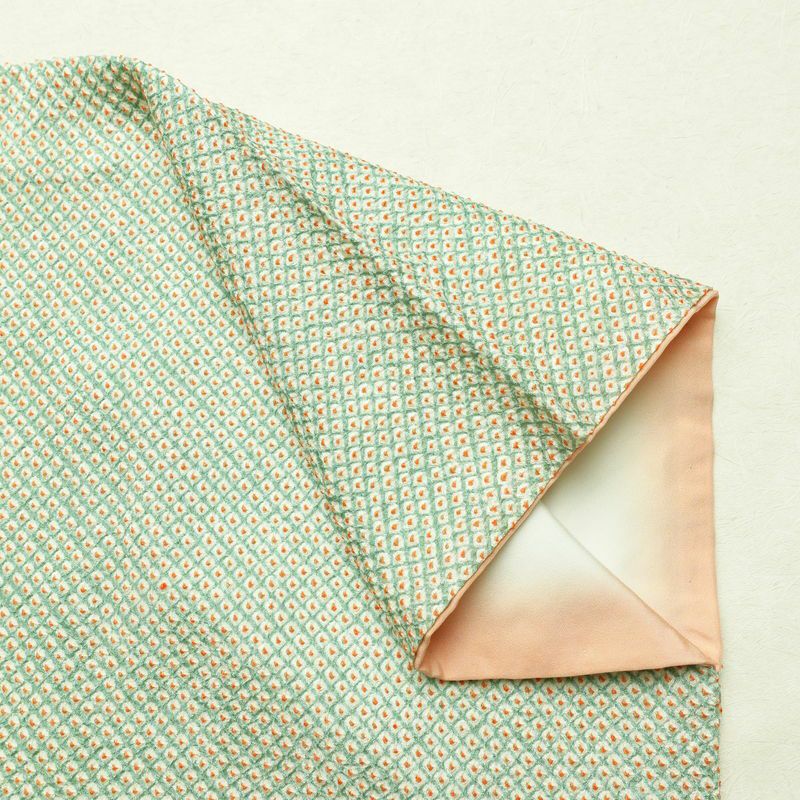 小紋 絞り 総絞り 正絹 古典柄 袷仕立て 身丈155.5cm 裄丈66.5cm 着物 緑・うぐいす色_画像12