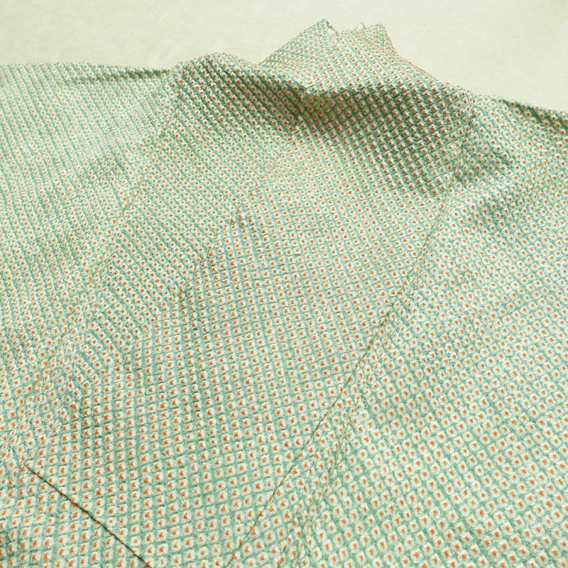 小紋 絞り 総絞り 正絹 古典柄 袷仕立て 身丈155.5cm 裄丈66.5cm 着物 緑・うぐいす色_画像14