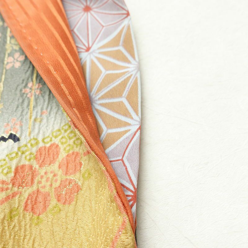 訪問着 良品 正絹 花柄 袷仕立て 身丈159.5cm 裄丈64cm 箔 金彩 フォーマル 着物 黄・黄土色_画像13