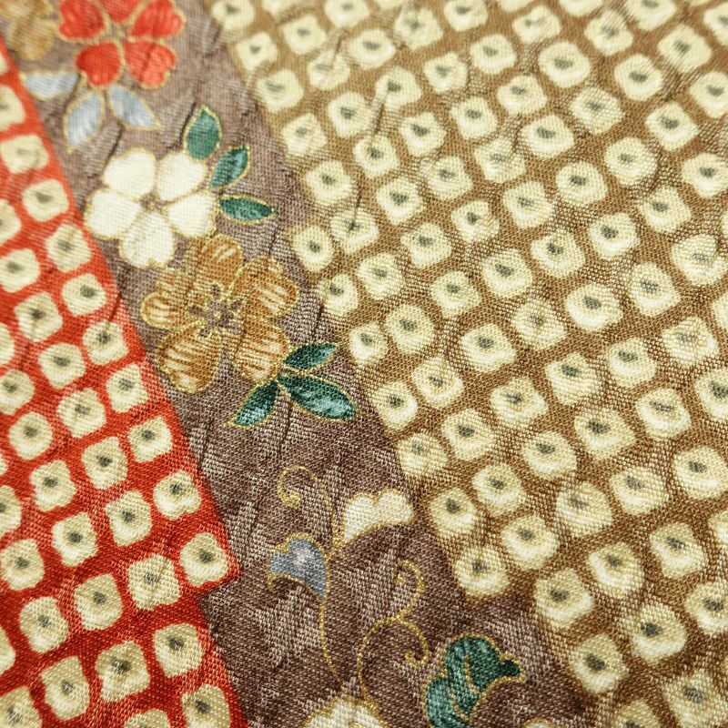 単衣 小紋 ふくれ織 良品 正絹 古典柄 単衣仕立て 身丈158.5cm 裄丈66cm 着物 多色使い_画像9