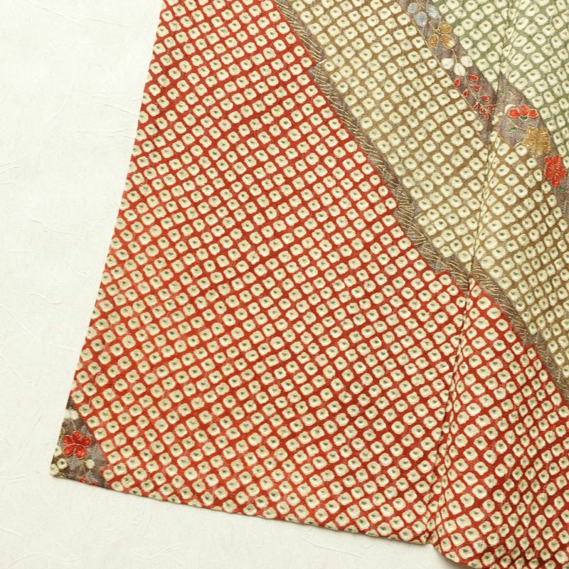 単衣 小紋 ふくれ織 良品 正絹 古典柄 単衣仕立て 身丈158.5cm 裄丈66cm 着物 多色使い_画像12