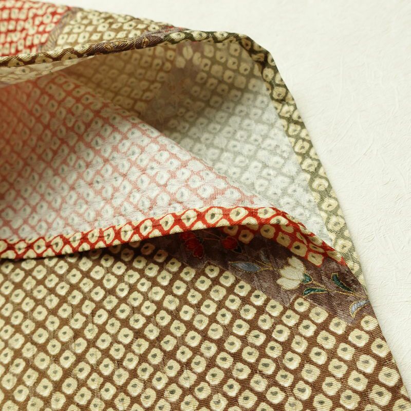 単衣 小紋 ふくれ織 良品 正絹 古典柄 単衣仕立て 身丈158.5cm 裄丈66cm 着物 多色使い_画像14