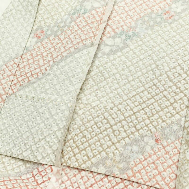 単衣 小紋 ふくれ織 良品 正絹 古典柄 単衣仕立て 身丈158.5cm 裄丈66cm 着物 多色使い_画像18