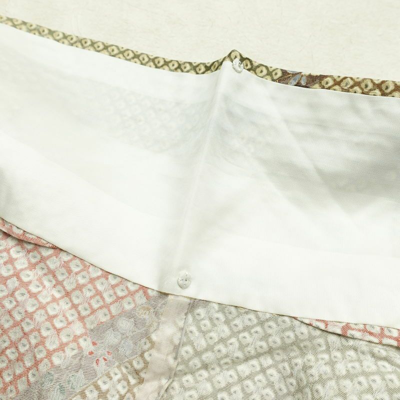 単衣 小紋 ふくれ織 良品 正絹 古典柄 単衣仕立て 身丈158.5cm 裄丈66cm 着物 多色使い_画像19