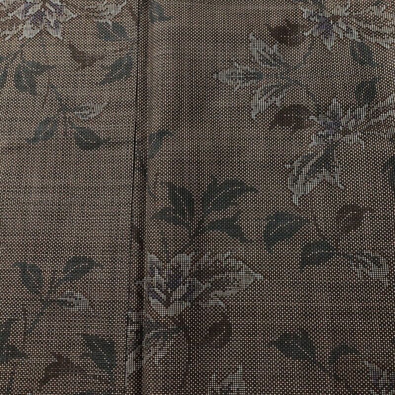 大島紬 良品 純泥染 証紙あり 正絹 木の葉・植物柄 袷仕立て 身丈159.5cm 裄丈63cm 着物 茶_画像6