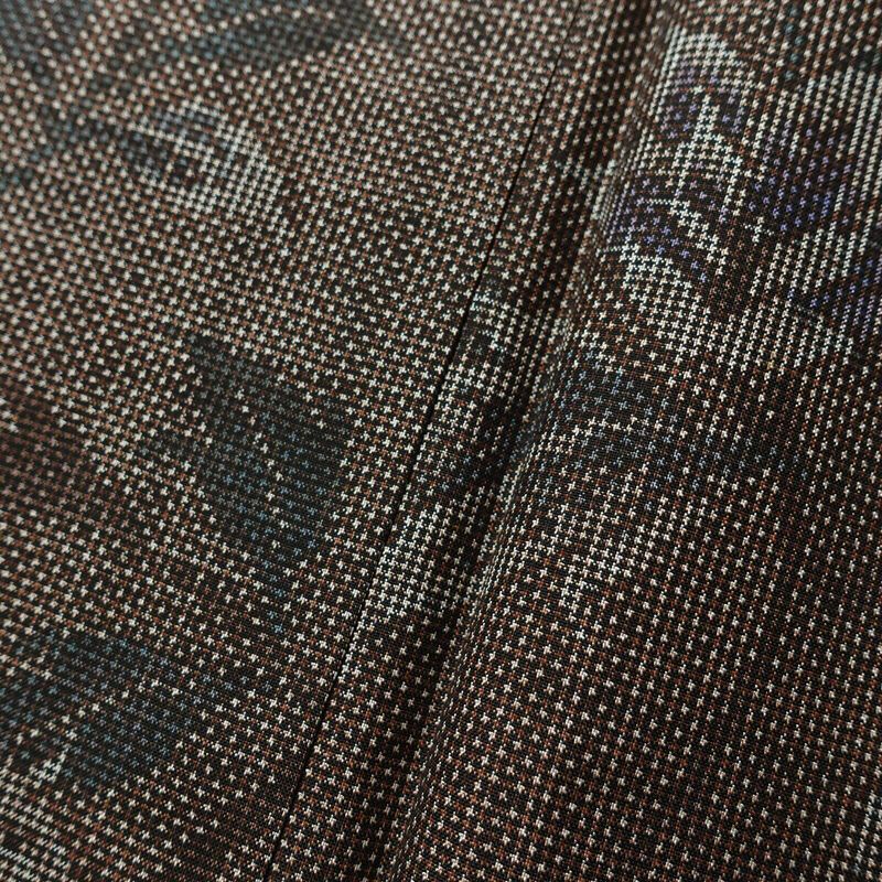 大島紬 良品 純泥染 証紙あり 正絹 木の葉・植物柄 袷仕立て 身丈159.5cm 裄丈63cm 着物 茶_画像8