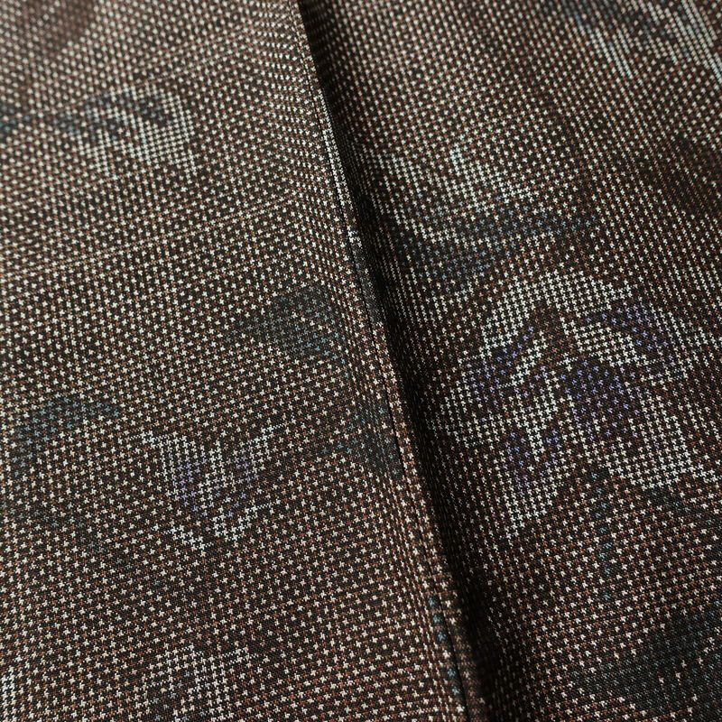 大島紬 良品 純泥染 証紙あり 正絹 木の葉・植物柄 袷仕立て 身丈159.5cm 裄丈63cm 着物 茶_画像9