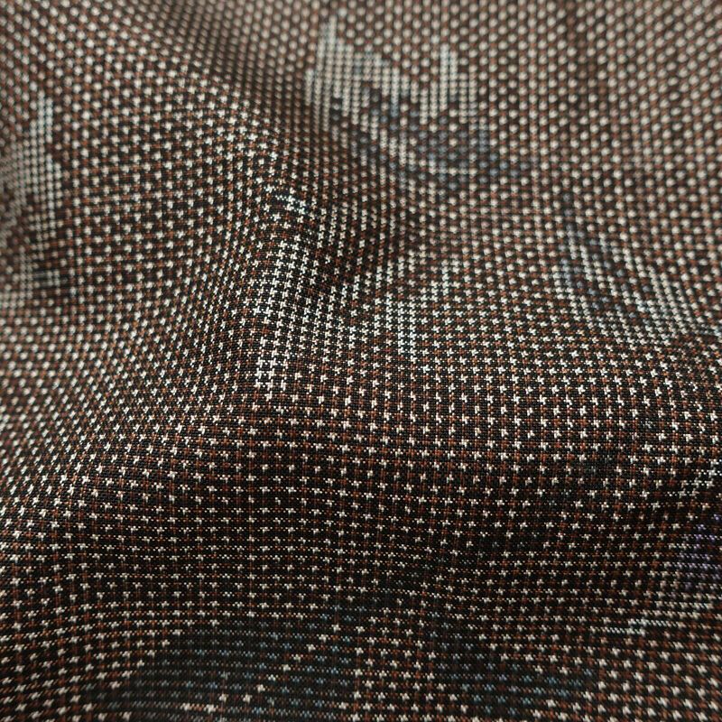 大島紬 良品 純泥染 証紙あり 正絹 木の葉・植物柄 袷仕立て 身丈159.5cm 裄丈63cm 着物 茶_画像19