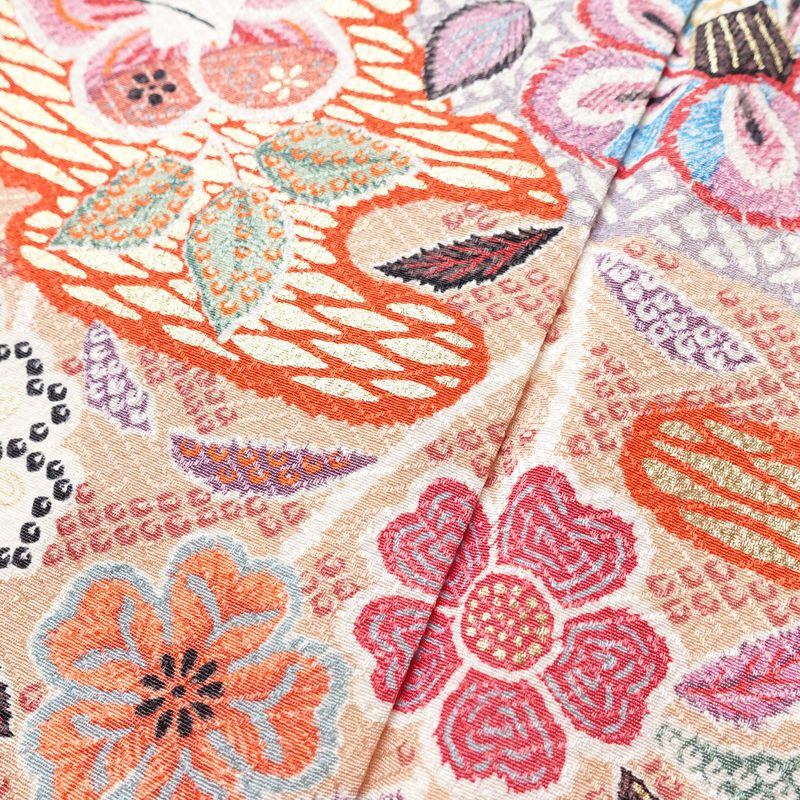 訪問着 美品 正絹 花柄 袷仕立て 身丈158.5cm 裄丈65cm 箔 金彩 フォーマル 華やか 着物 ピンク_画像9