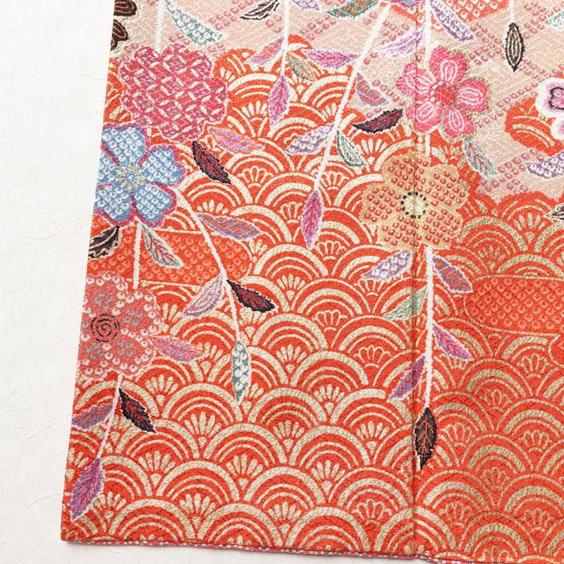 訪問着 美品 正絹 花柄 袷仕立て 身丈158.5cm 裄丈65cm 箔 金彩 フォーマル 華やか 着物 ピンク_画像12