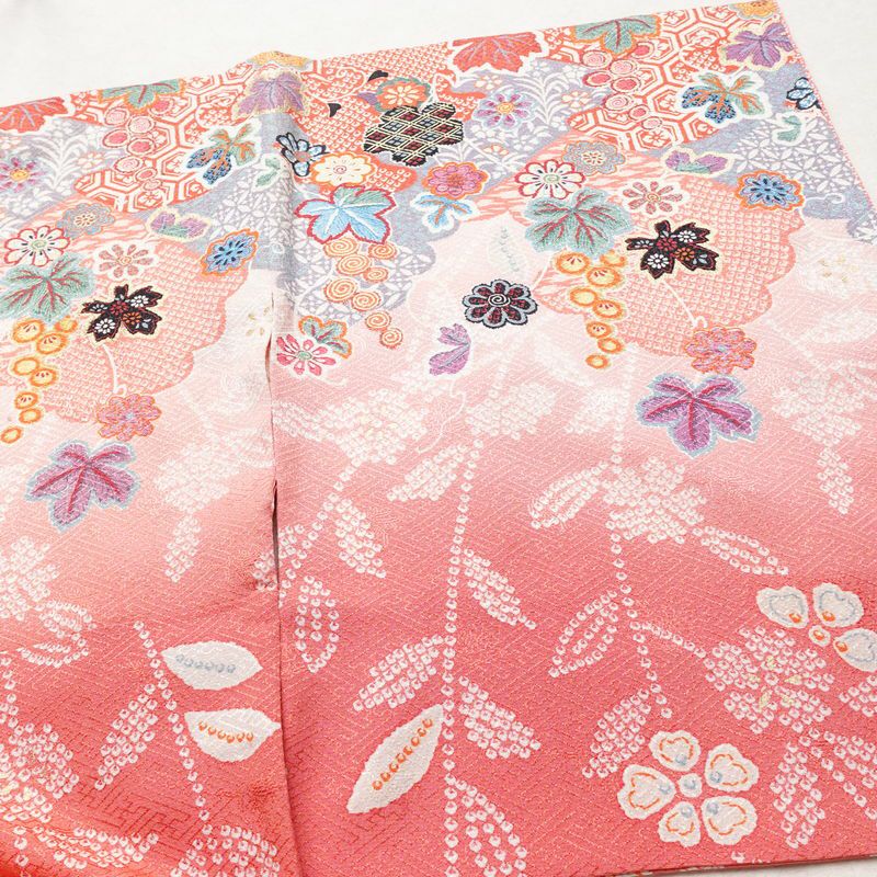 訪問着 美品 正絹 花柄 袷仕立て 身丈158.5cm 裄丈65cm 箔 金彩 フォーマル 華やか 着物 ピンク_画像14