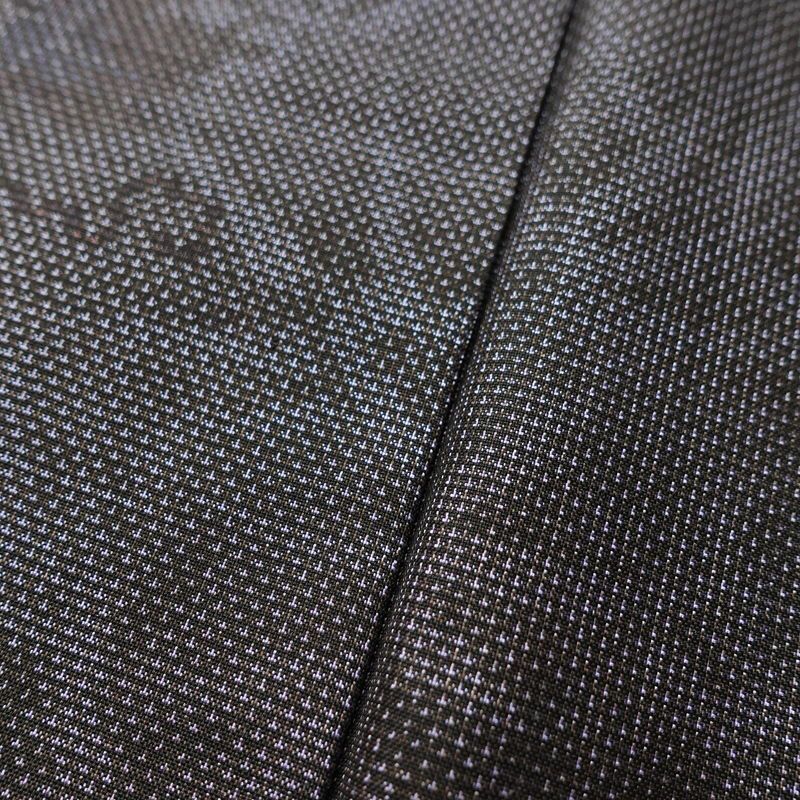 大島紬 良品 証紙あり 正絹 木の葉・植物柄 袷仕立て 身丈166.5cm 裄丈66.5cm 着物 紫・藤色_画像9