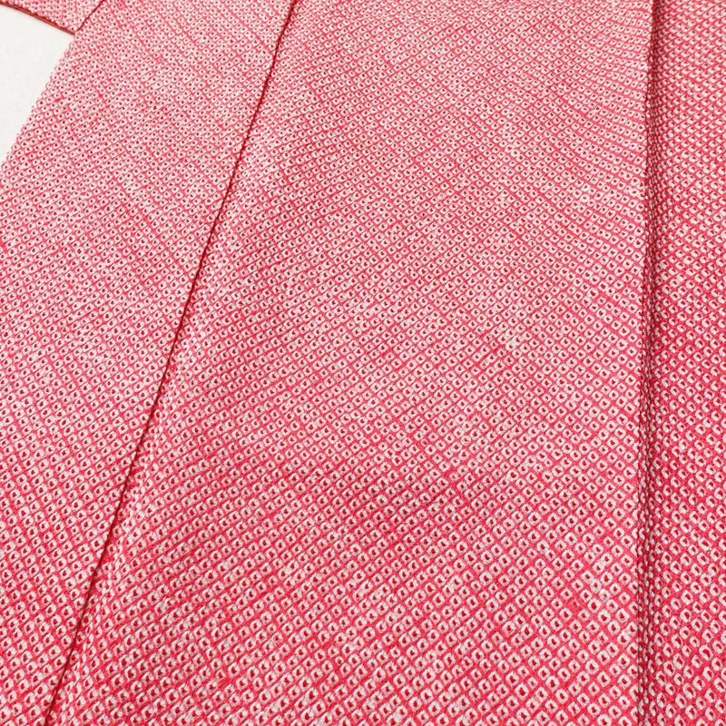 小紋 良品 しつけ糸付き 絞り 総絞り 正絹 古典柄 袷仕立て 身丈158.5cm 裄丈64.5cm 着物 ピンク_画像5