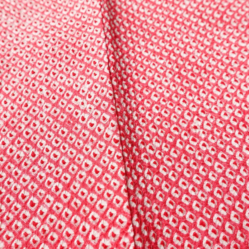 小紋 良品 しつけ糸付き 絞り 総絞り 正絹 古典柄 袷仕立て 身丈158.5cm 裄丈64.5cm 着物 ピンク_画像10