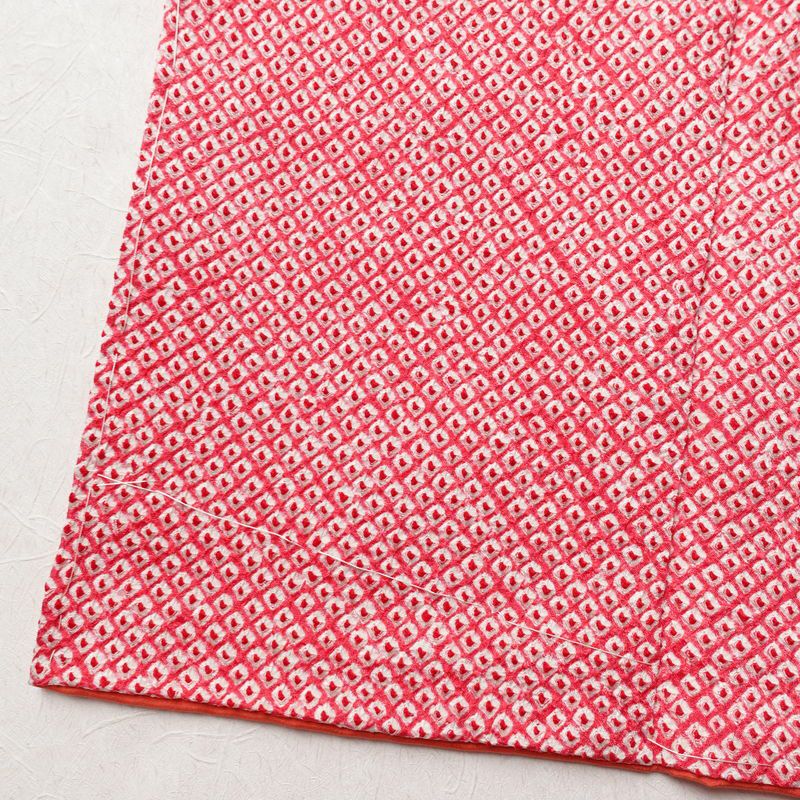 小紋 良品 しつけ糸付き 絞り 総絞り 正絹 古典柄 袷仕立て 身丈158.5cm 裄丈64.5cm 着物 ピンク_画像12