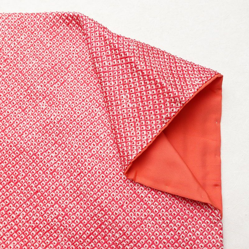 小紋 良品 しつけ糸付き 絞り 総絞り 正絹 古典柄 袷仕立て 身丈158.5cm 裄丈64.5cm 着物 ピンク_画像14