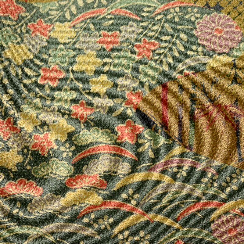 訪問着 良品 三橋観雪 落款入り 縮緬 正絹 木の葉・植物柄 袷仕立て 身丈165cm 裄丈68.5cm フォーマル 着物 多色使い_画像9