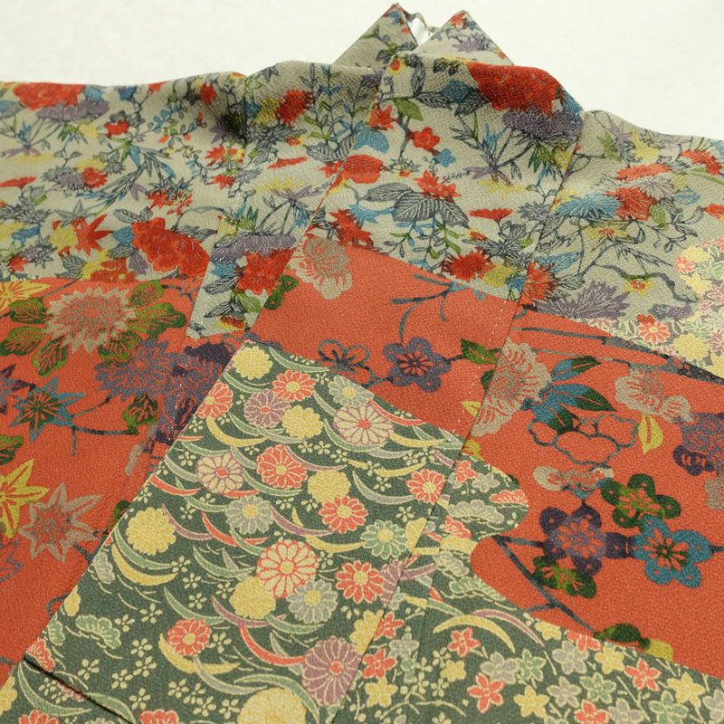 訪問着 良品 三橋観雪 落款入り 縮緬 正絹 木の葉・植物柄 袷仕立て 身丈165cm 裄丈68.5cm フォーマル 着物 多色使い_画像17