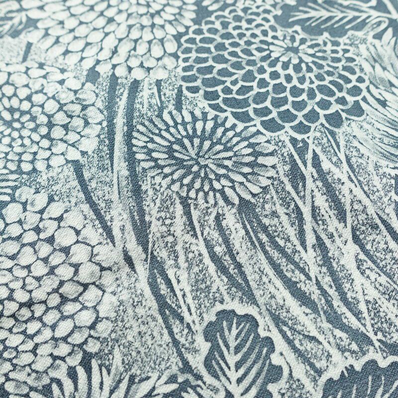 小紋 良品 しつけ糸付き 正絹 花柄 袷仕立て 身丈167cm 裄丈68.5cm 着物 青・紺_画像7