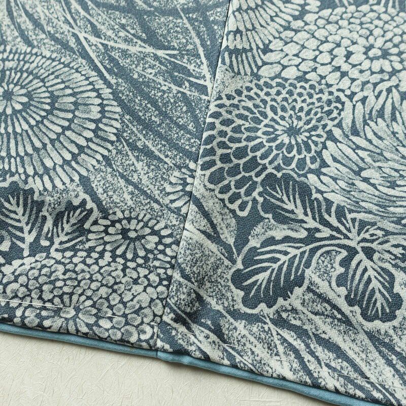 小紋 良品 しつけ糸付き 正絹 花柄 袷仕立て 身丈167cm 裄丈68.5cm 着物 青・紺_画像11