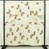盛夏 良品 夏用 小紋 絽 正絹 幾何学柄・抽象柄 単衣仕立て 身丈157cm 裄丈65.5cm 着物 クリーム_画像1