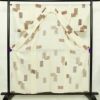 盛夏 良品 夏用 小紋 絽 正絹 幾何学柄・抽象柄 単衣仕立て 身丈157cm 裄丈65.5cm 着物 クリーム_画像3