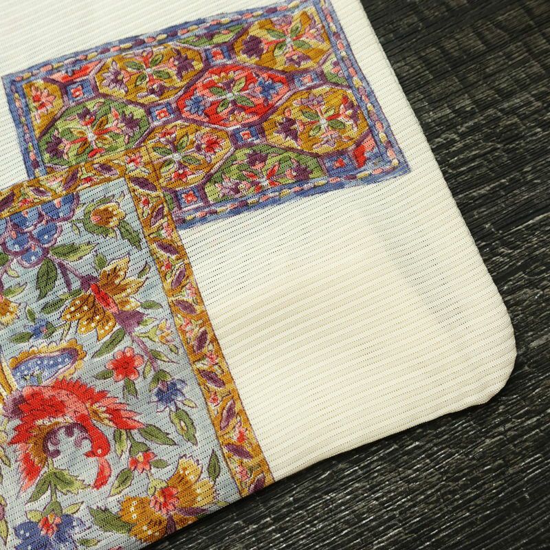 盛夏 良品 夏用 小紋 絽 正絹 幾何学柄・抽象柄 単衣仕立て 身丈157cm 裄丈65.5cm 着物 クリーム_画像16