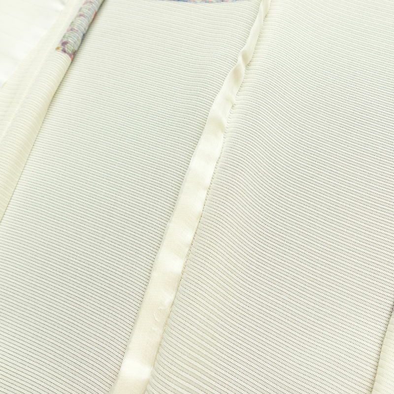 盛夏 良品 夏用 小紋 絽 正絹 幾何学柄・抽象柄 単衣仕立て 身丈157cm 裄丈65.5cm 着物 クリーム_画像19