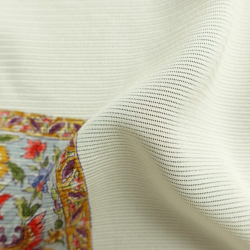 盛夏 良品 夏用 小紋 絽 正絹 幾何学柄・抽象柄 単衣仕立て 身丈157cm 裄丈65.5cm 着物 クリーム_画像21