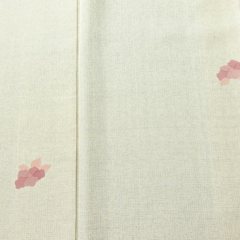 小紋 良品 飛び柄 正絹 花柄 袷仕立て 身丈158cm 裄丈65.5cm 着物 クリーム_画像6