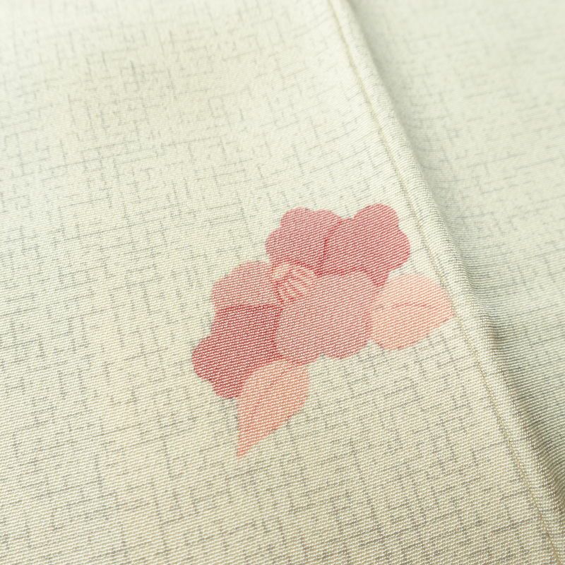 小紋 良品 飛び柄 正絹 花柄 袷仕立て 身丈158cm 裄丈65.5cm 着物 クリーム_画像7