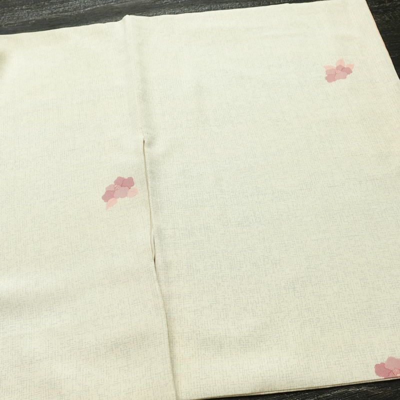小紋 良品 飛び柄 正絹 花柄 袷仕立て 身丈158cm 裄丈65.5cm 着物 クリーム_画像14