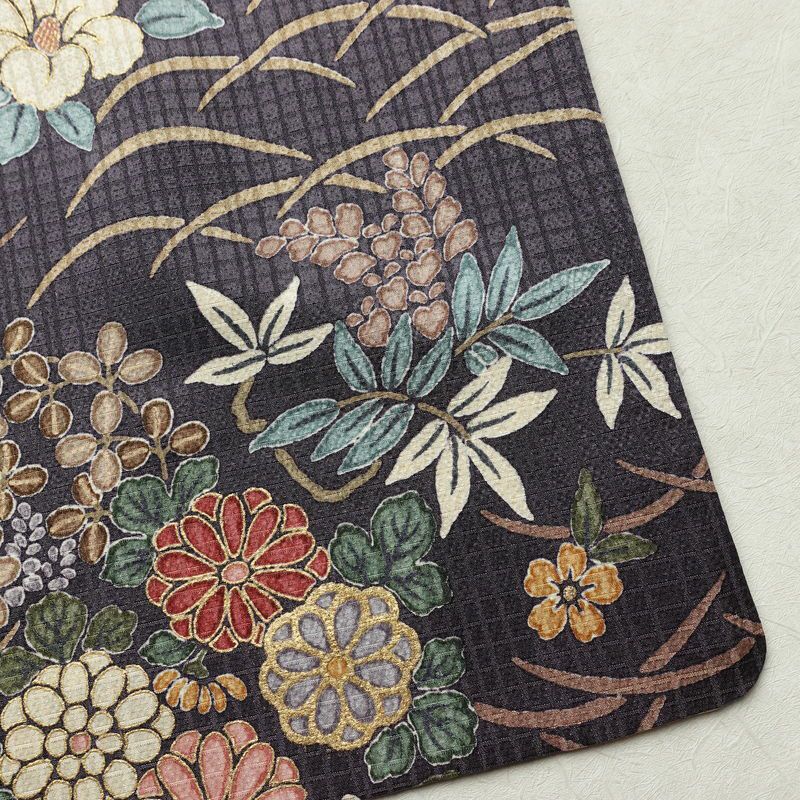 小紋 良品 総柄 正絹 花柄 袷仕立て 身丈158.5cm 裄丈64.5cm 箔 金彩 着物 紫・藤色_画像15