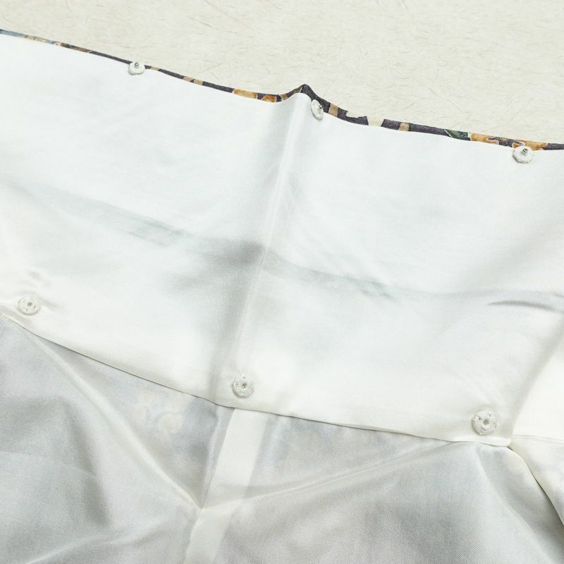 小紋 良品 総柄 正絹 花柄 袷仕立て 身丈158.5cm 裄丈64.5cm 箔 金彩 着物 紫・藤色_画像19