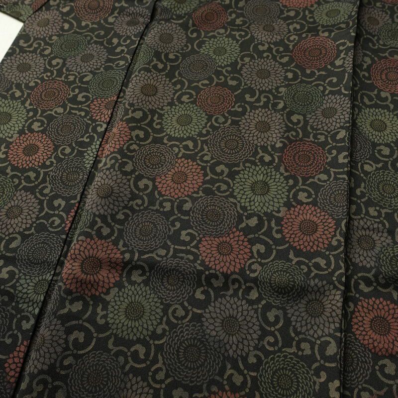 小紋 良品 総柄 正絹 花柄 袷仕立て 身丈156cm 裄丈65cm 菊 着物 黒_画像5