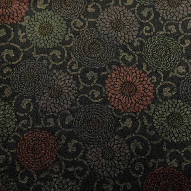 小紋 良品 総柄 正絹 花柄 袷仕立て 身丈156cm 裄丈65cm 菊 着物 黒_画像6