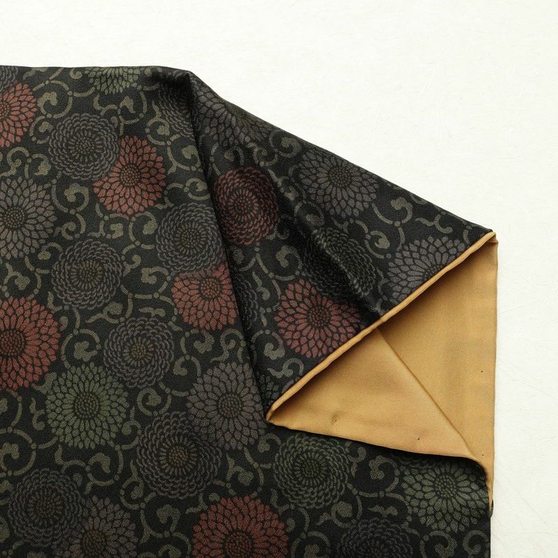 小紋 良品 総柄 正絹 花柄 袷仕立て 身丈156cm 裄丈65cm 菊 着物 黒_画像14