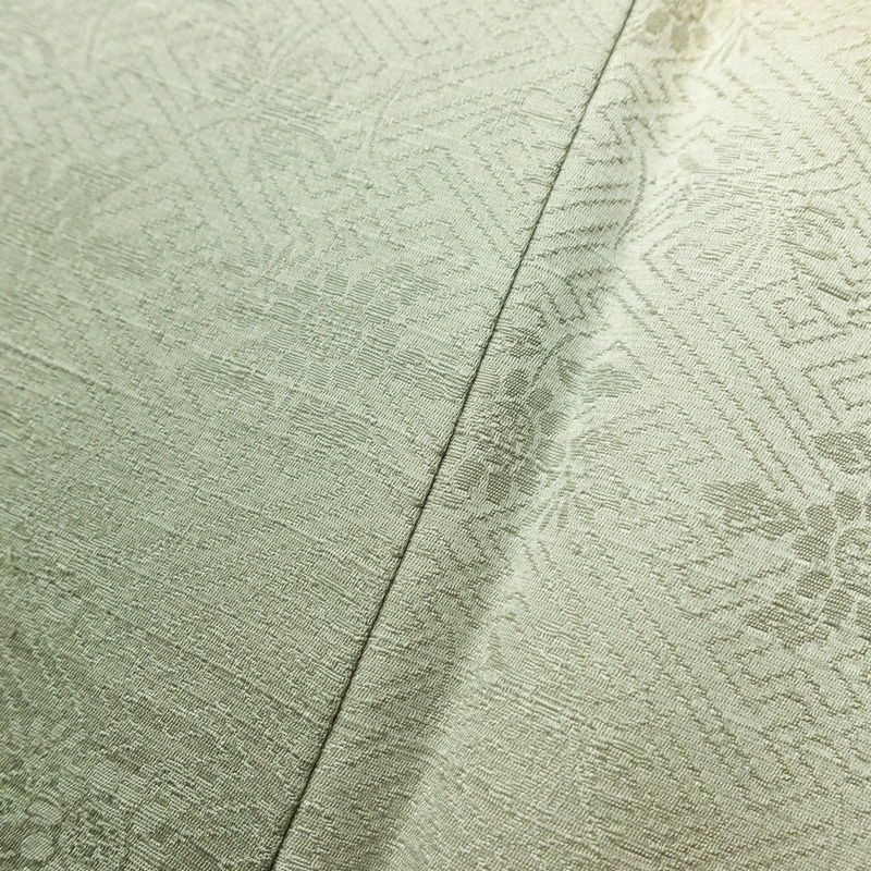 付け下げ 正絹 その他の柄 袷仕立て 身丈156cm 裄丈65.5cm 刺繍 金糸 フォーマル 着物 緑・うぐいす色_画像9