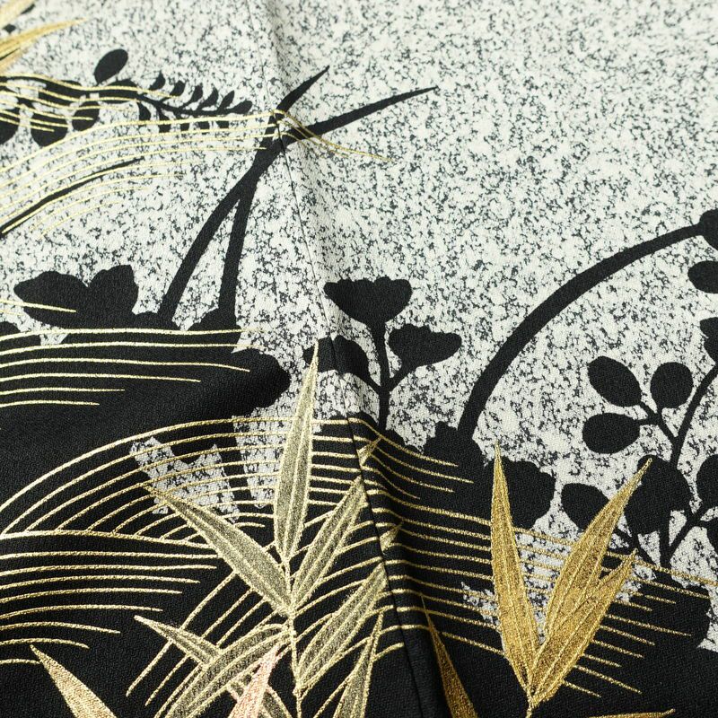 訪問着 良品 ろうけつ染め 正絹 木の葉・植物柄 袷仕立て 身丈173cm 裄丈69.5cm 箔 金彩 フォーマル 着物 グレー_画像13