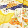 小紋 しつけ糸付き 綸子 正絹 古典柄 袷仕立て 身丈155.5cm 裄丈67.5cm 箔 金彩 着物 クリーム_画像5