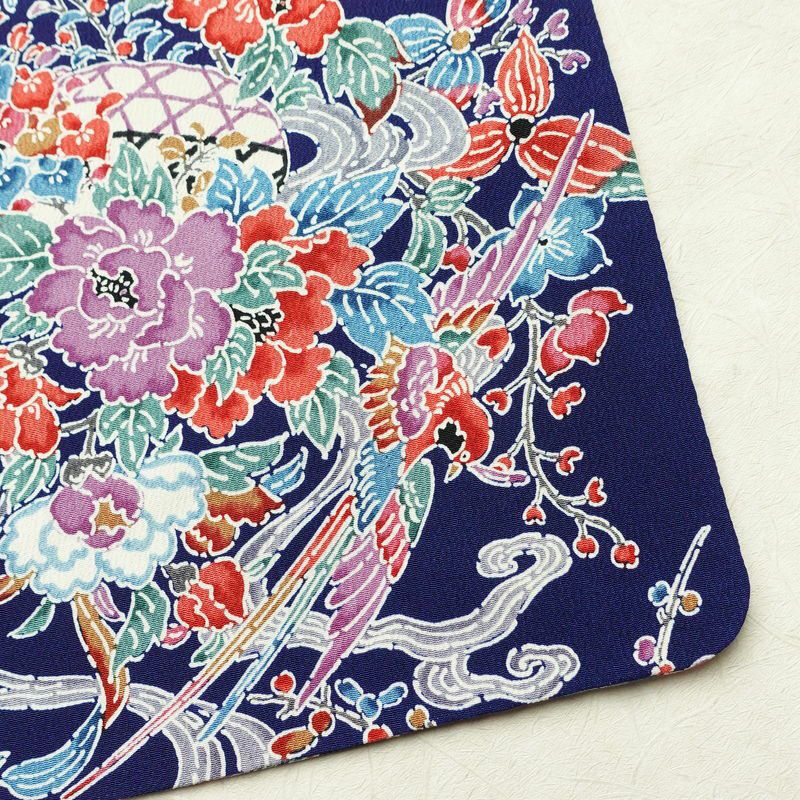 小紋 良品 縮緬 総柄 正絹 袷仕立て 身丈158cm 裄丈67.5cm 着物 青・紺_画像15