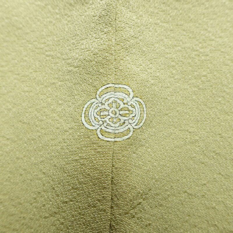 付け下げ 落款入り 縮緬 絞り 一つ紋付き 正絹 木の葉・植物柄 袷仕立て 身丈161.5cm 裄丈64.5cm 金彩 フォーマル 着物 黄・黄土色_画像14