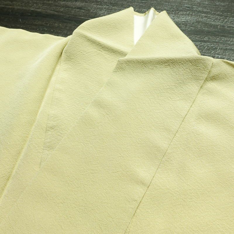 付け下げ 落款入り 縮緬 絞り 一つ紋付き 正絹 木の葉・植物柄 袷仕立て 身丈161.5cm 裄丈64.5cm 金彩 フォーマル 着物 黄・黄土色_画像18