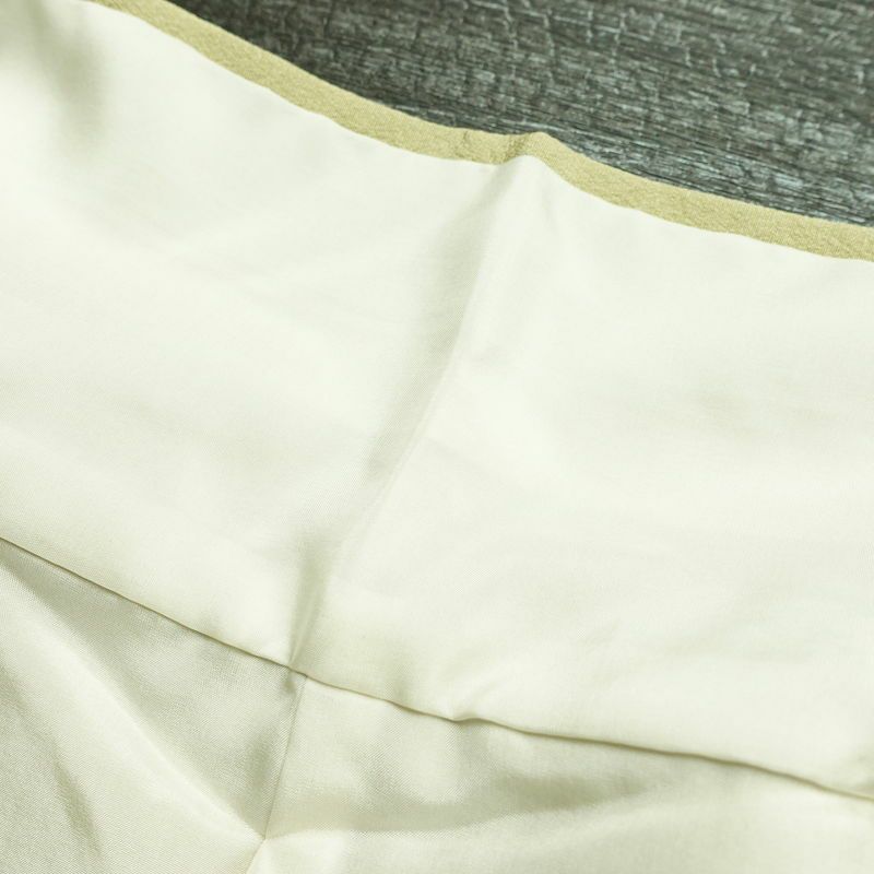 付け下げ 落款入り 縮緬 絞り 一つ紋付き 正絹 木の葉・植物柄 袷仕立て 身丈161.5cm 裄丈64.5cm 金彩 フォーマル 着物 黄・黄土色_画像20