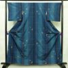 紬 美品 しつけ糸付き セット品 正絹 蝶・昆虫柄 袷仕立て 身丈161cm 裄丈67cm 着物 青・紺_画像1