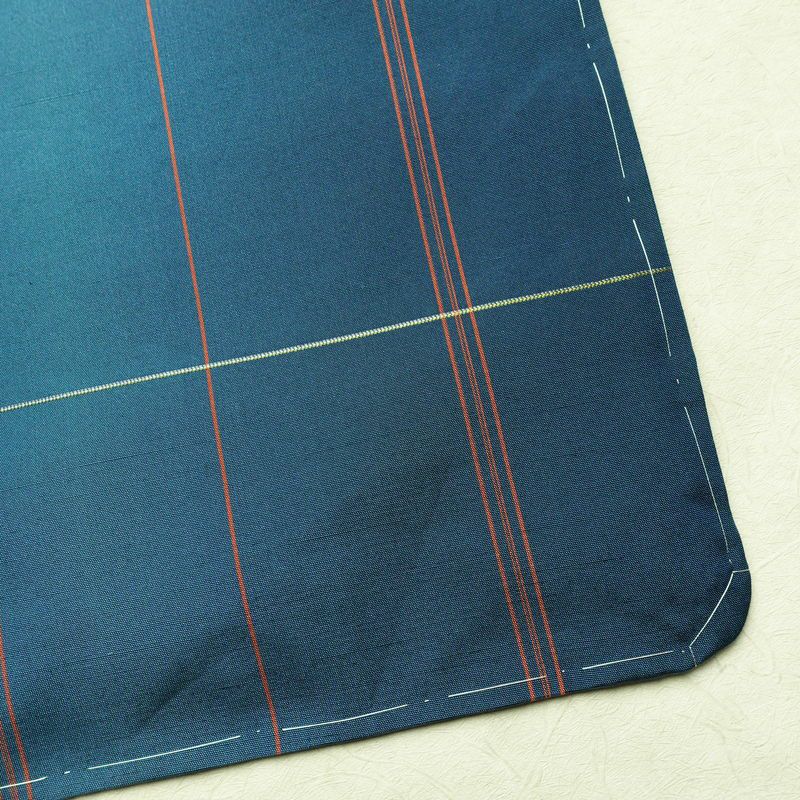 紬 美品 しつけ糸付き セット品 正絹 蝶・昆虫柄 袷仕立て 身丈161cm 裄丈67cm 着物 青・紺_画像13